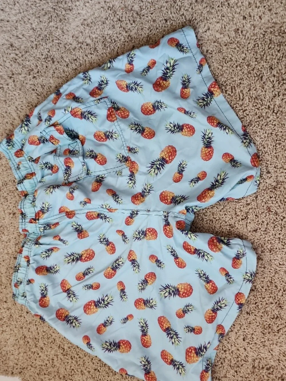 Men's Light Blue Pineapple Print Hybrid Shorts Swimsuit